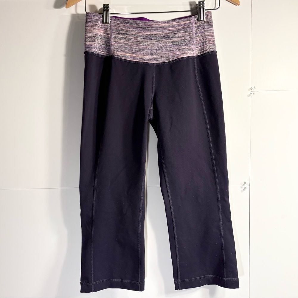Lululemon athletica Black and Purple cropped Leggings, vintage, Women’s size 6